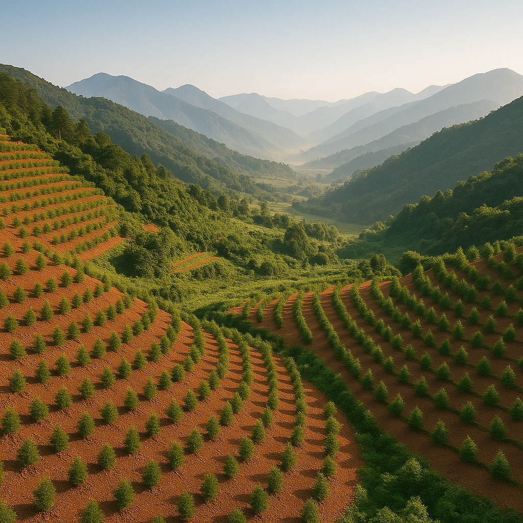 Rimboschimento su terreni degradati nelle aree montuose del Guangdong settentrionale Cina